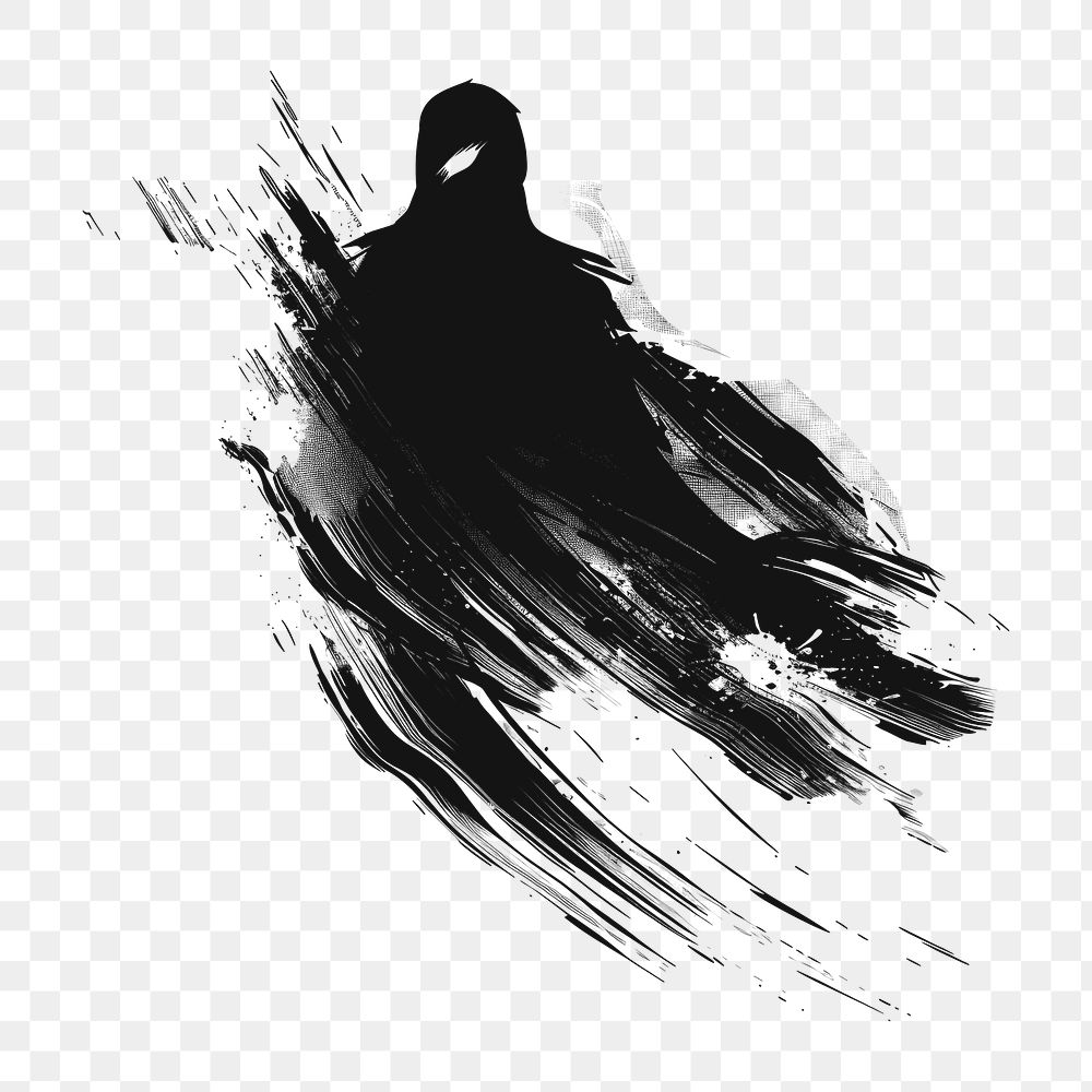 PNG Ghost silhouette strokes black.