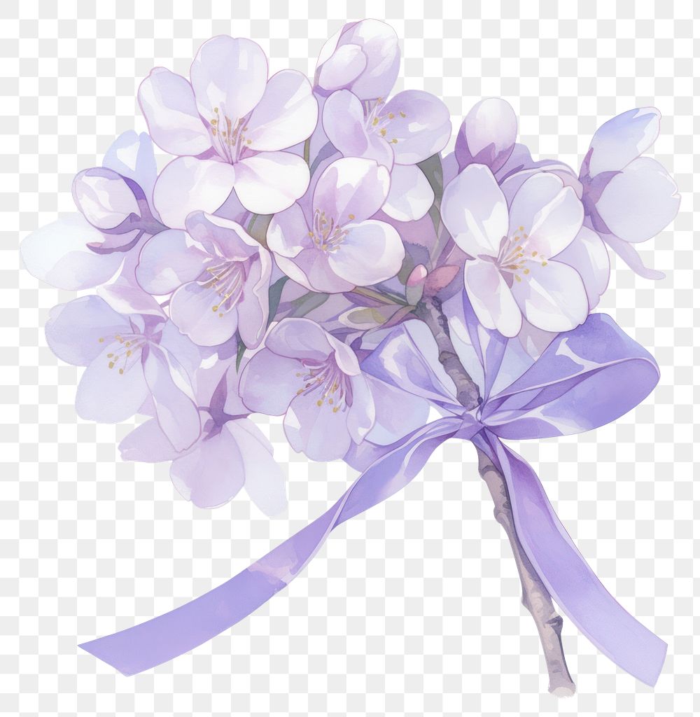 PNG Purple coquette cherry blossom illustration watercolor flowers.