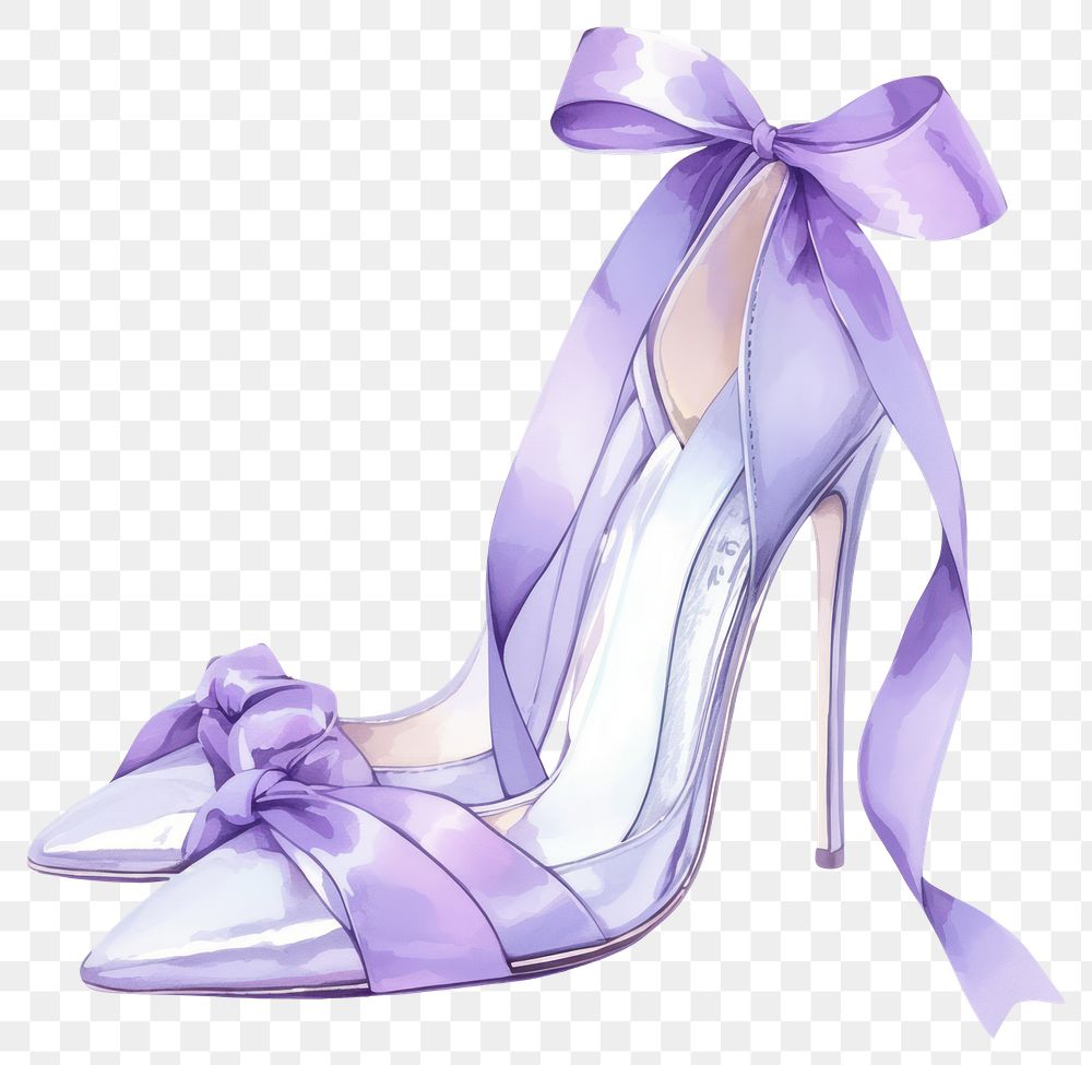 PNG Purple coquette high heels illustration watercolor footwear.