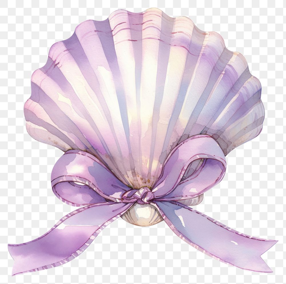 PNG Purple coquette sea shell illustration watercolor seashell.