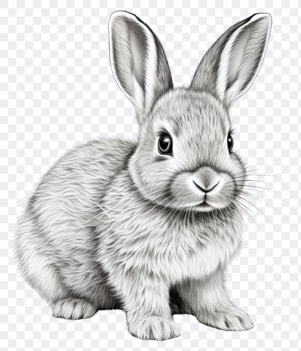 PNG The rabbit in embroidery style drawing mammal rodent.