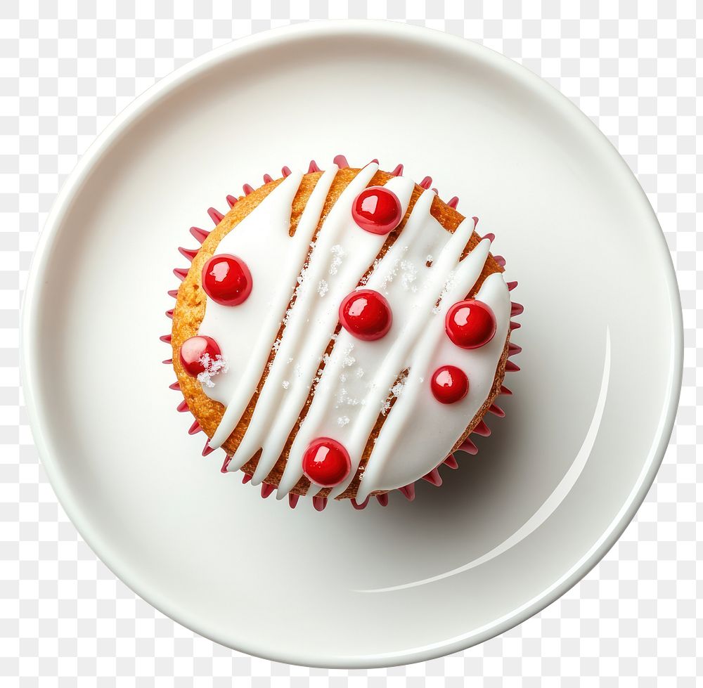 PNG A Christmas muffin with sugar icing plate food confectionery.