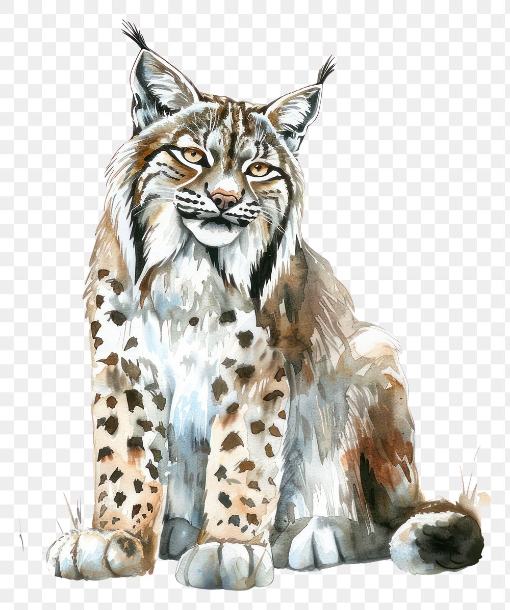 PNG A Eurasian lynx art illustration watercolor.