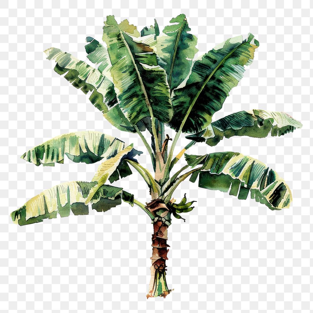 PNG An isolated banana tree illustration watercolor nature.