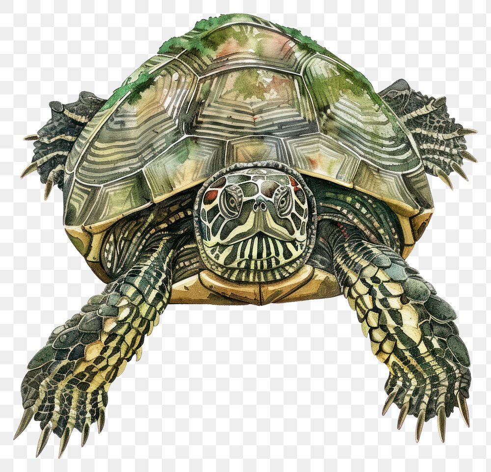 PNG An isolated forest turtle illustration reptile artwork.