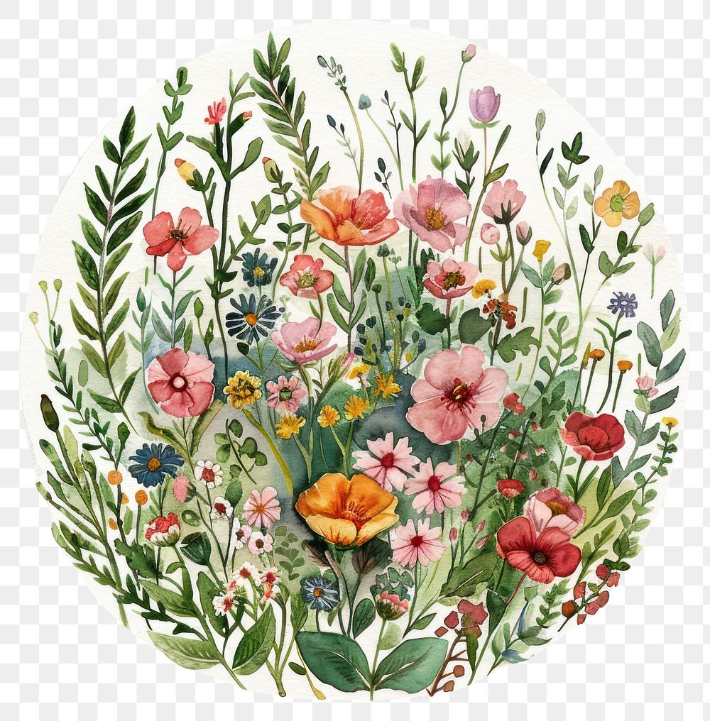 PNG An isolated flower garden flowers art illustration.