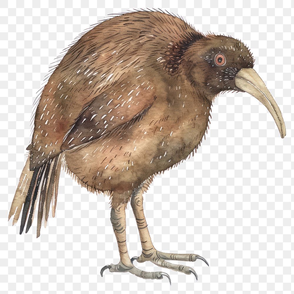 PNG An isolated kiwi bird illustration watercolor artwork.