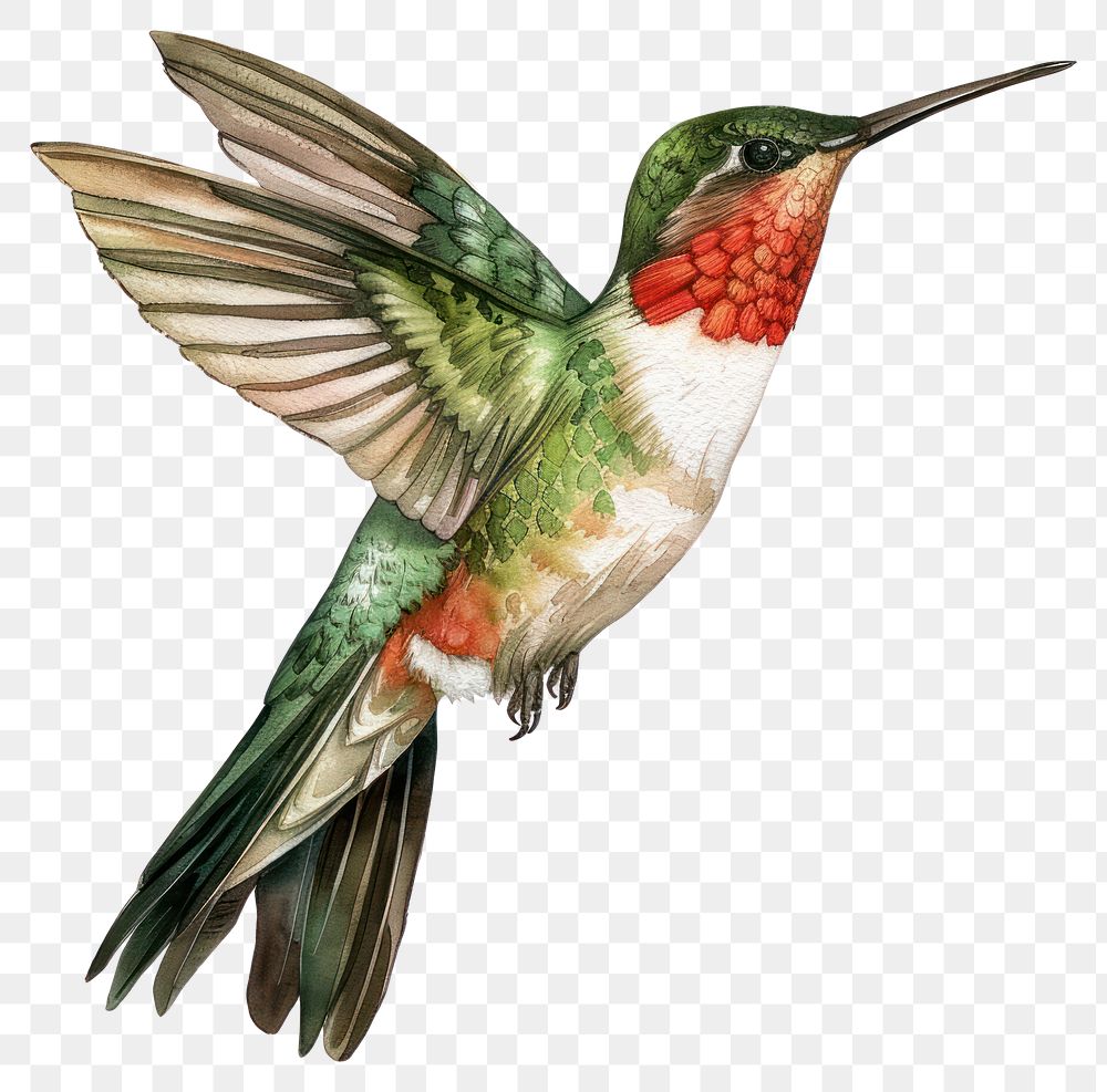 PNG An isolated hummingbird illustration watercolor artwork.