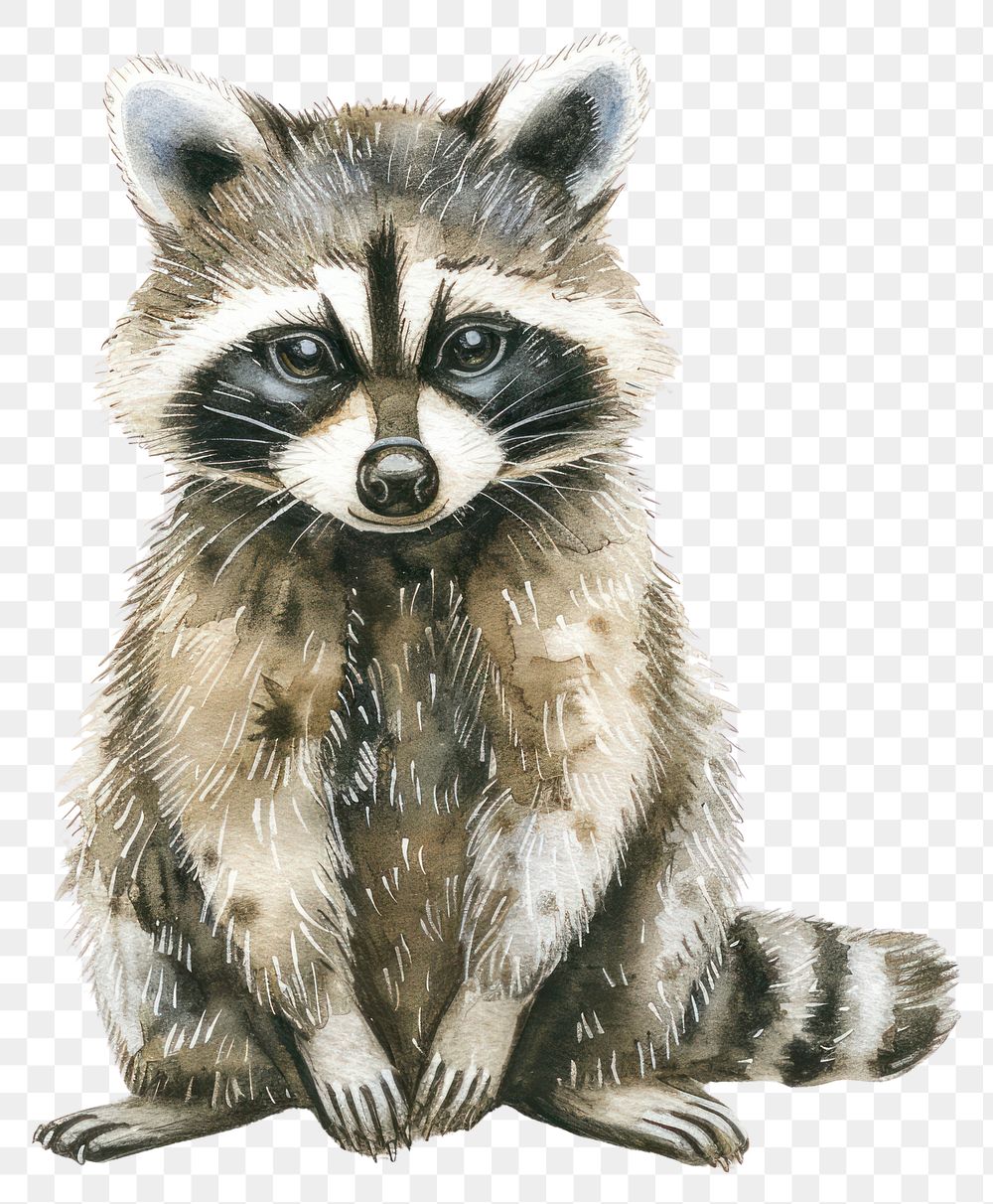 PNG An isolated raccoon illustration watercolor wildlife.