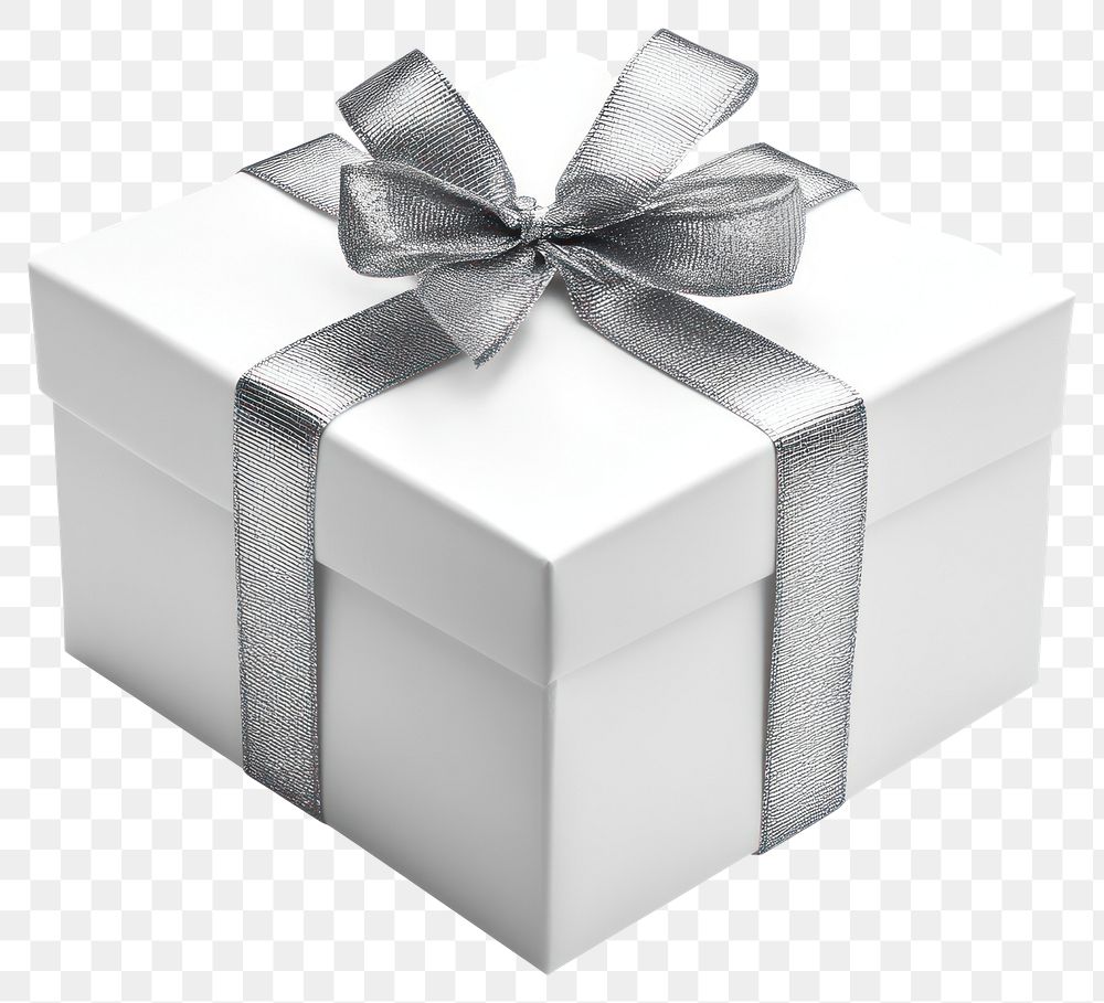 PNG Gift box gift silver ribbon.