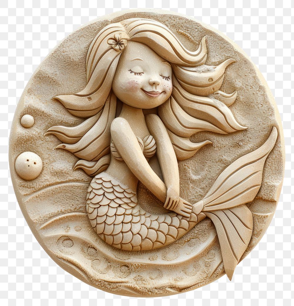 PNG Sand Sculpture mermaid cartoon representation accessories.