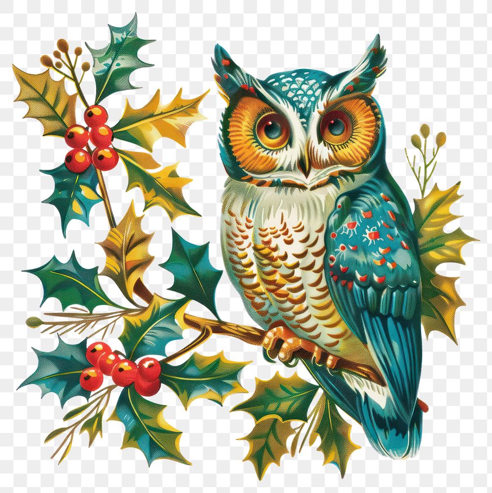 PNG Owl character art christmas drawing.