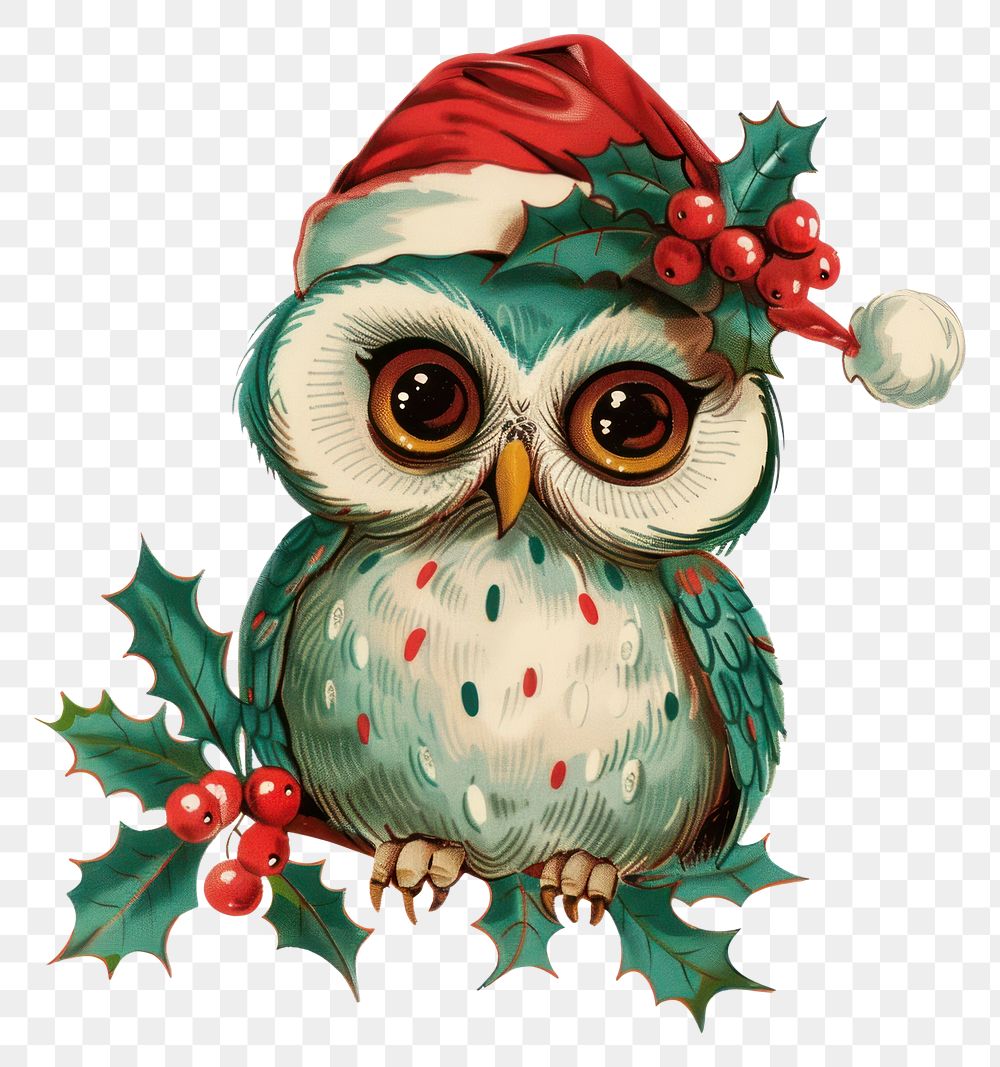 PNG Owl character art christmas bird.