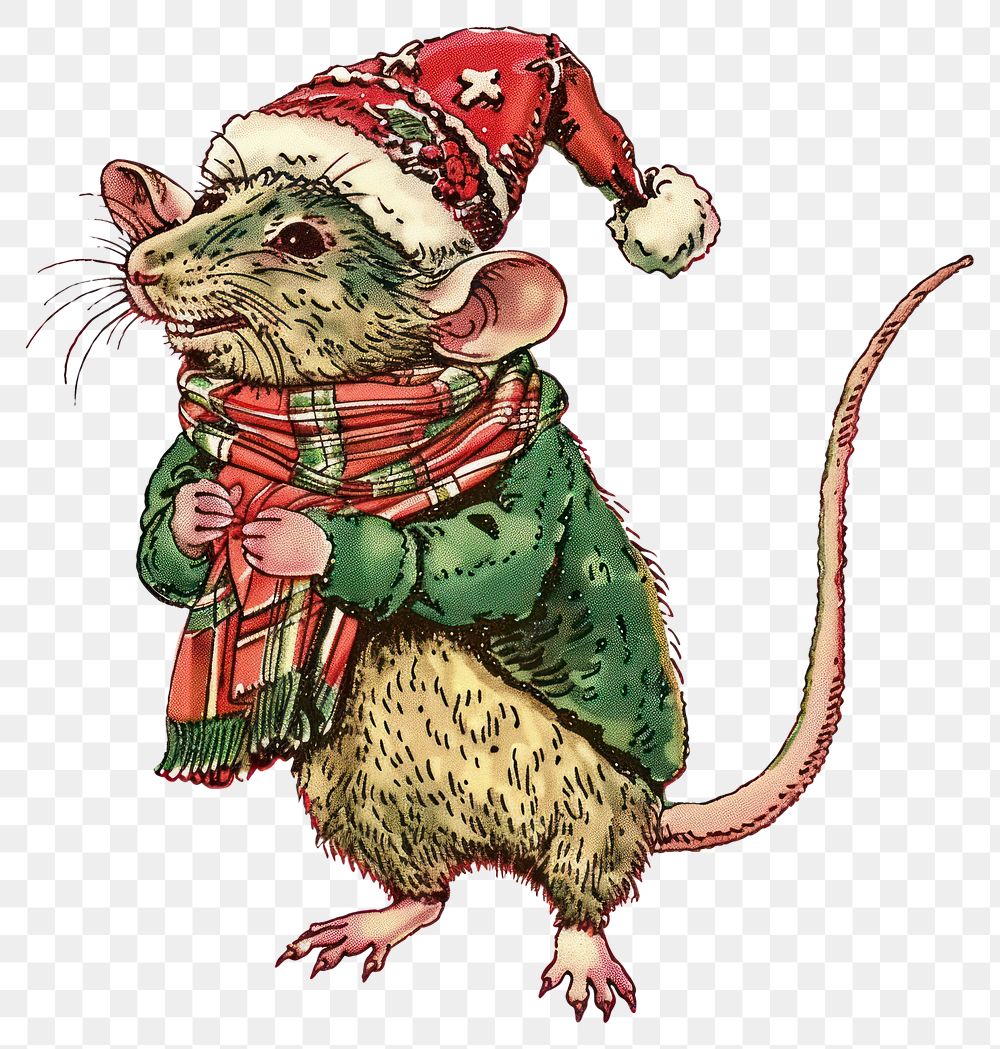 PNG Rat character christmas animal rodent.