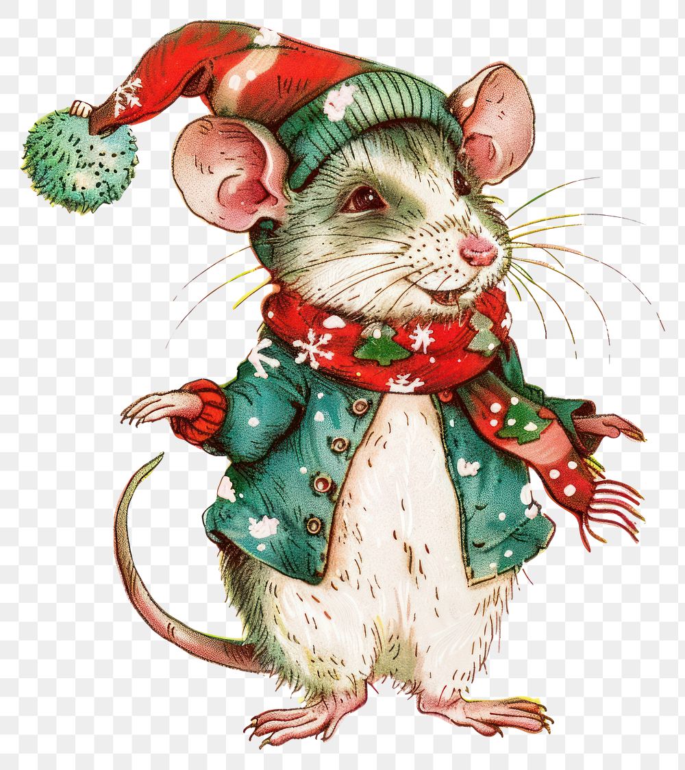 PNG Rat character art christmas animal.