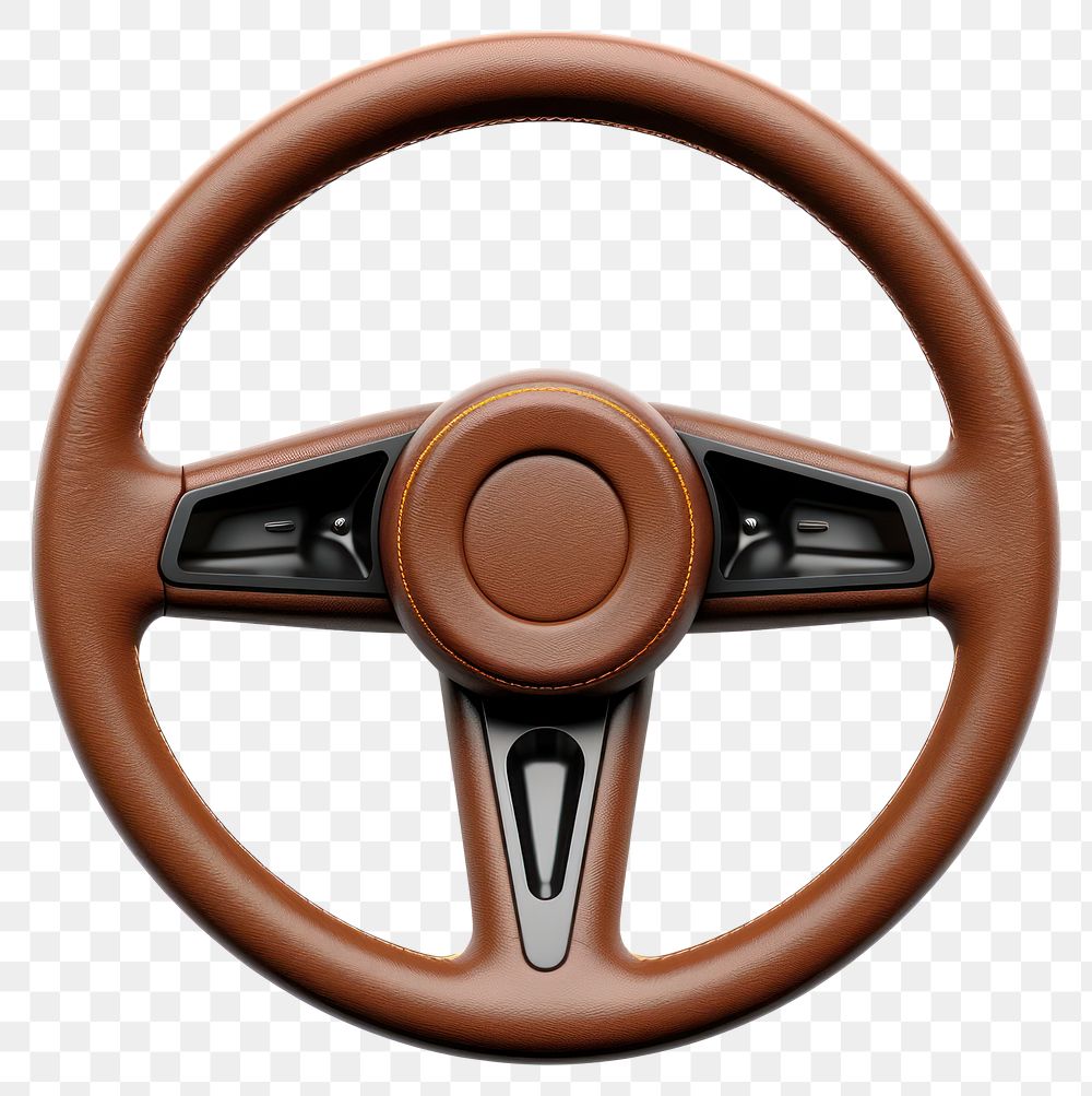 PNG Leather car steering wheel vehicle white background transportation.