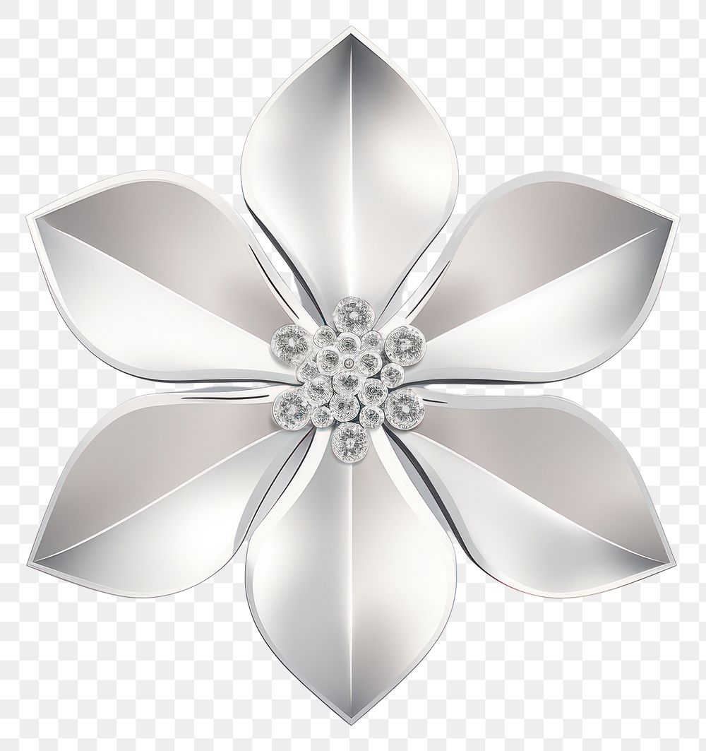 PNG Silver flower icon jewelry diamond brooch.