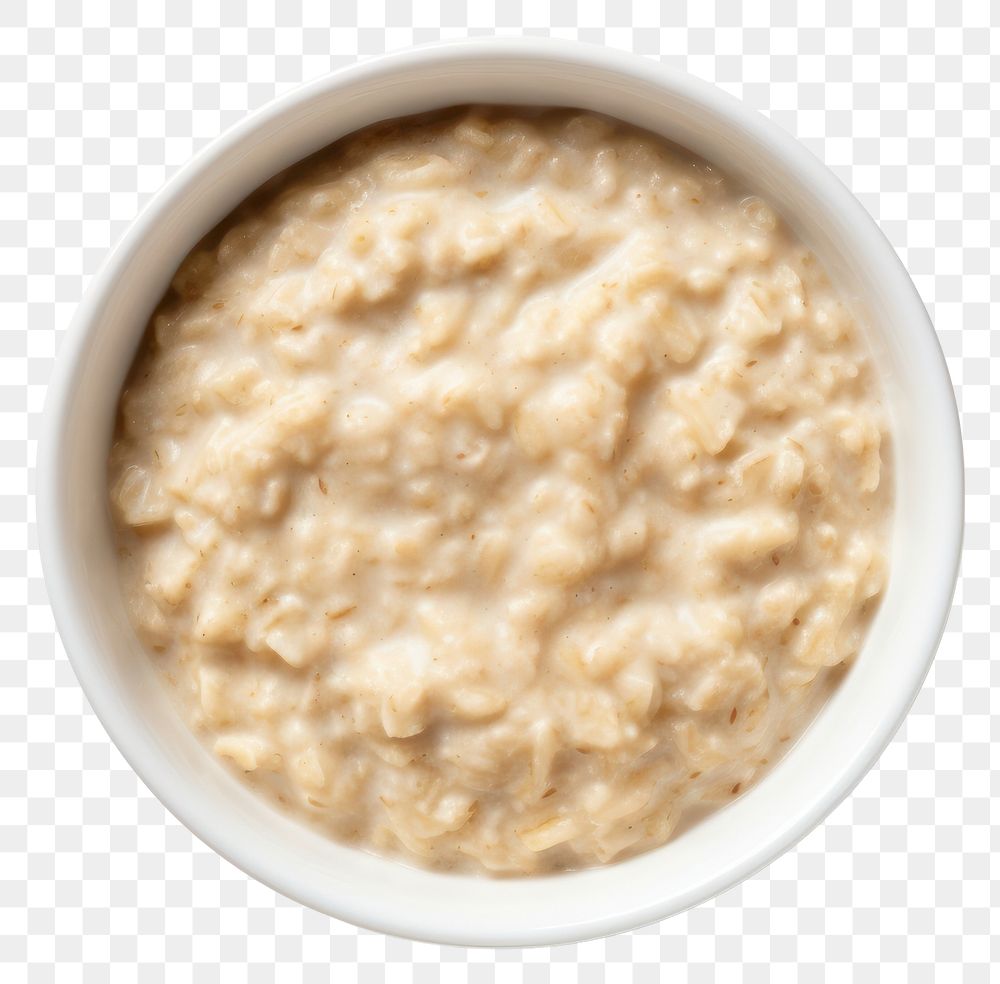 PNG A bowl of oats porridge breakfast food white background. 