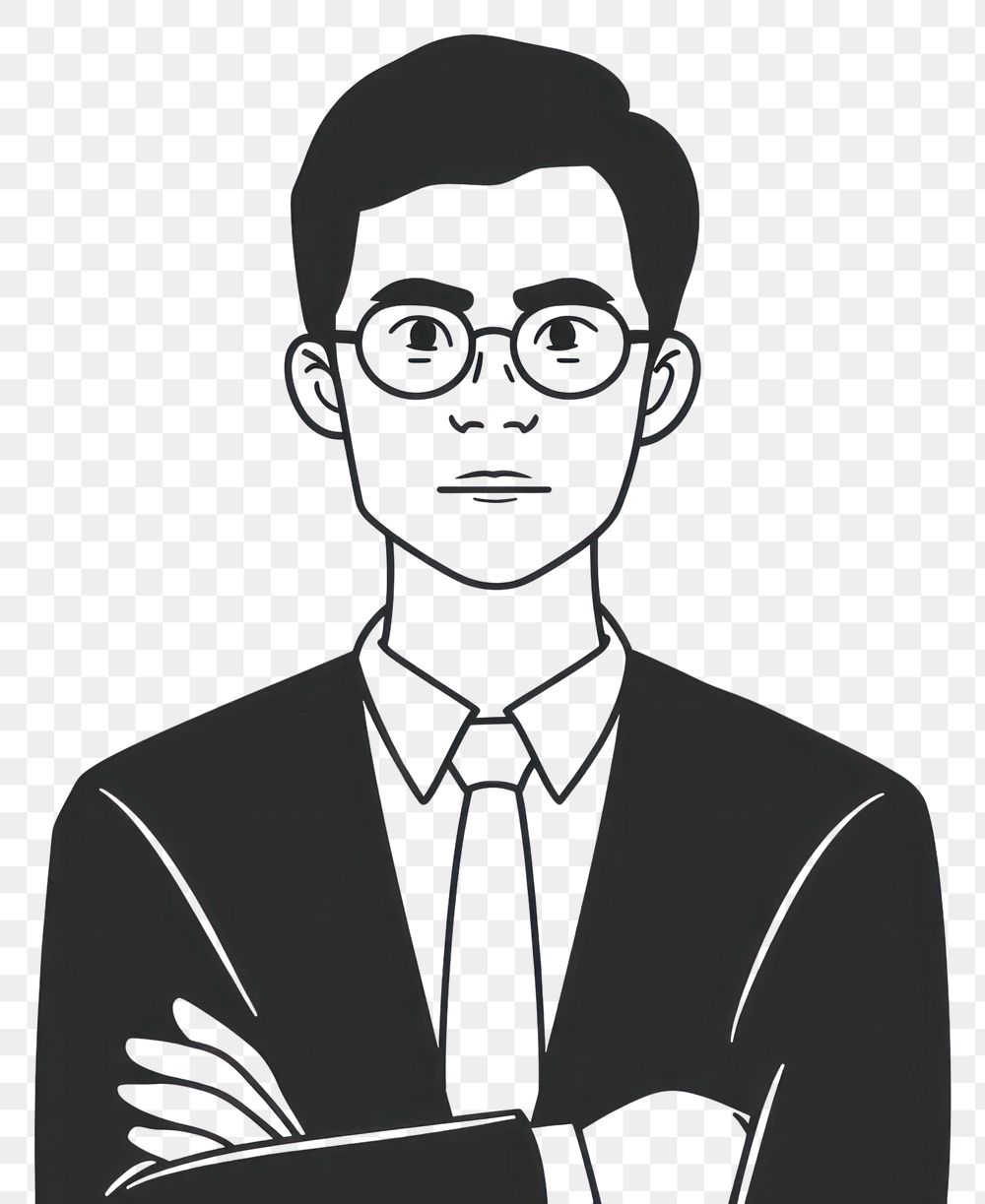 PNG Thai lawyer legal professions charater flat illustration glasses drawing sketch.