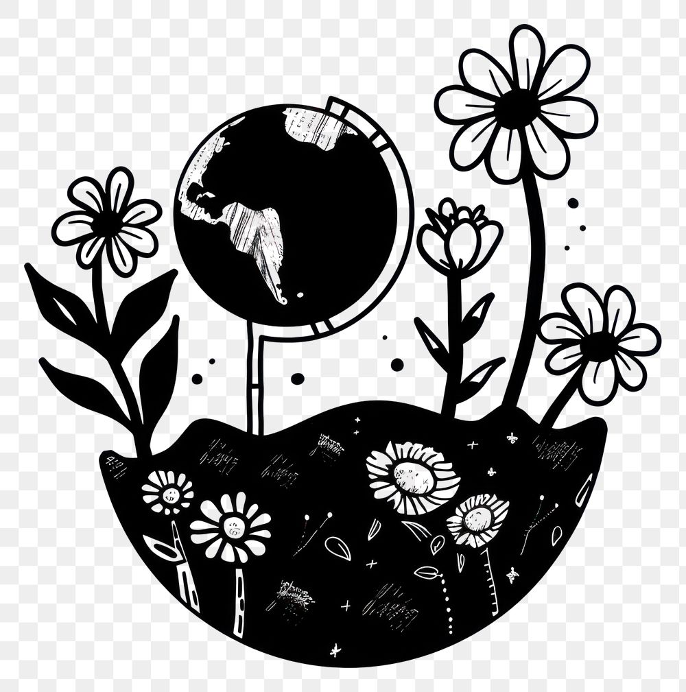 PNG Cute flower earth tattoo flat illustration illustrated ammunition graphics.