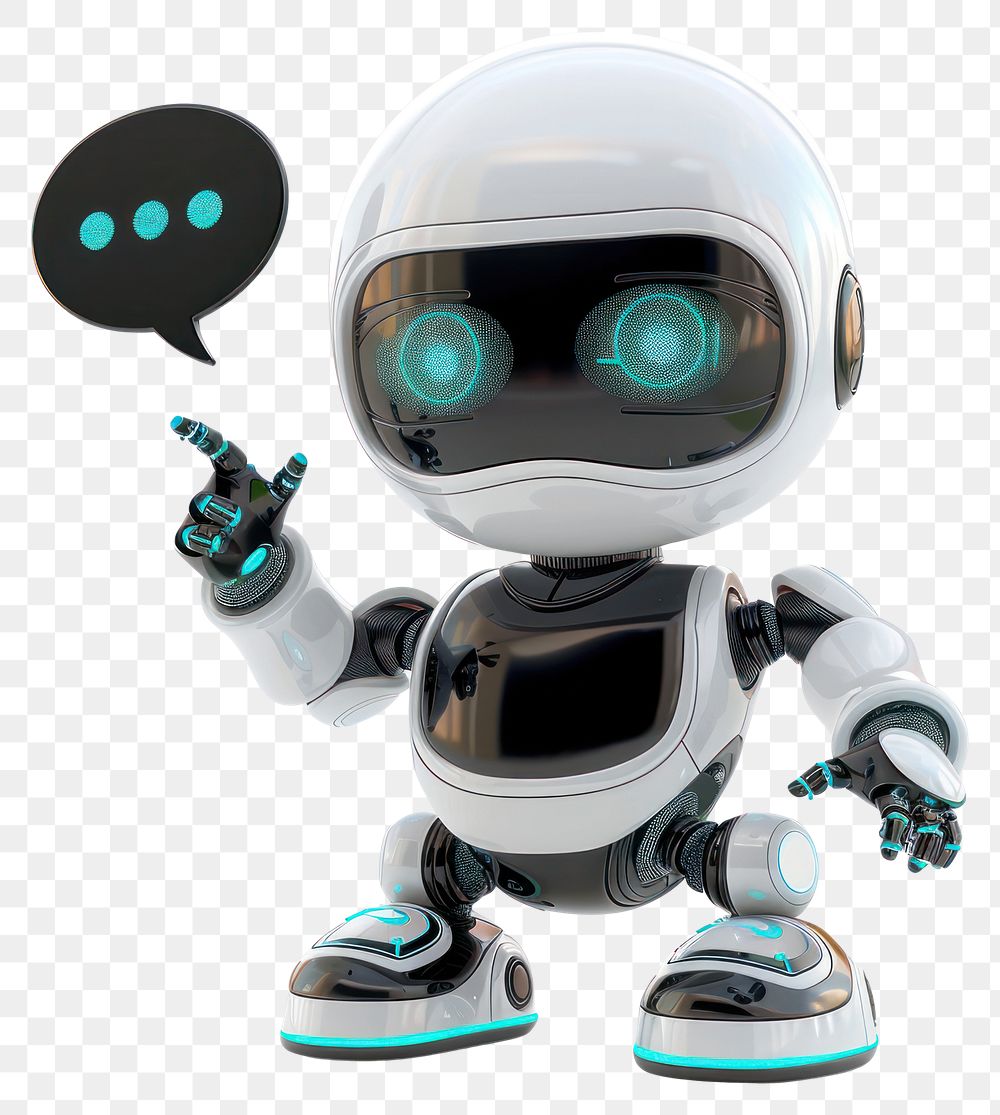 PNG Robot with a speech bubble illustration character communication.