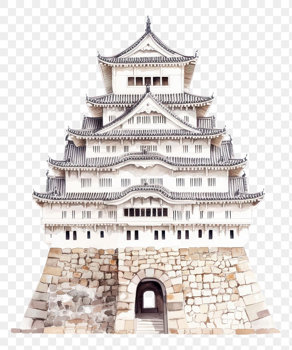 PNG Japanese Himeji Castle castle architecture illustration.