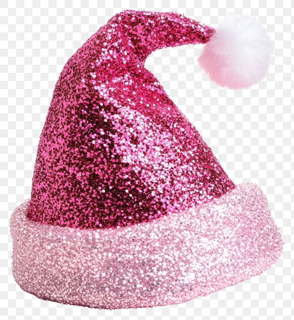 PNG Pink santa hat christmas glitter glamorous.