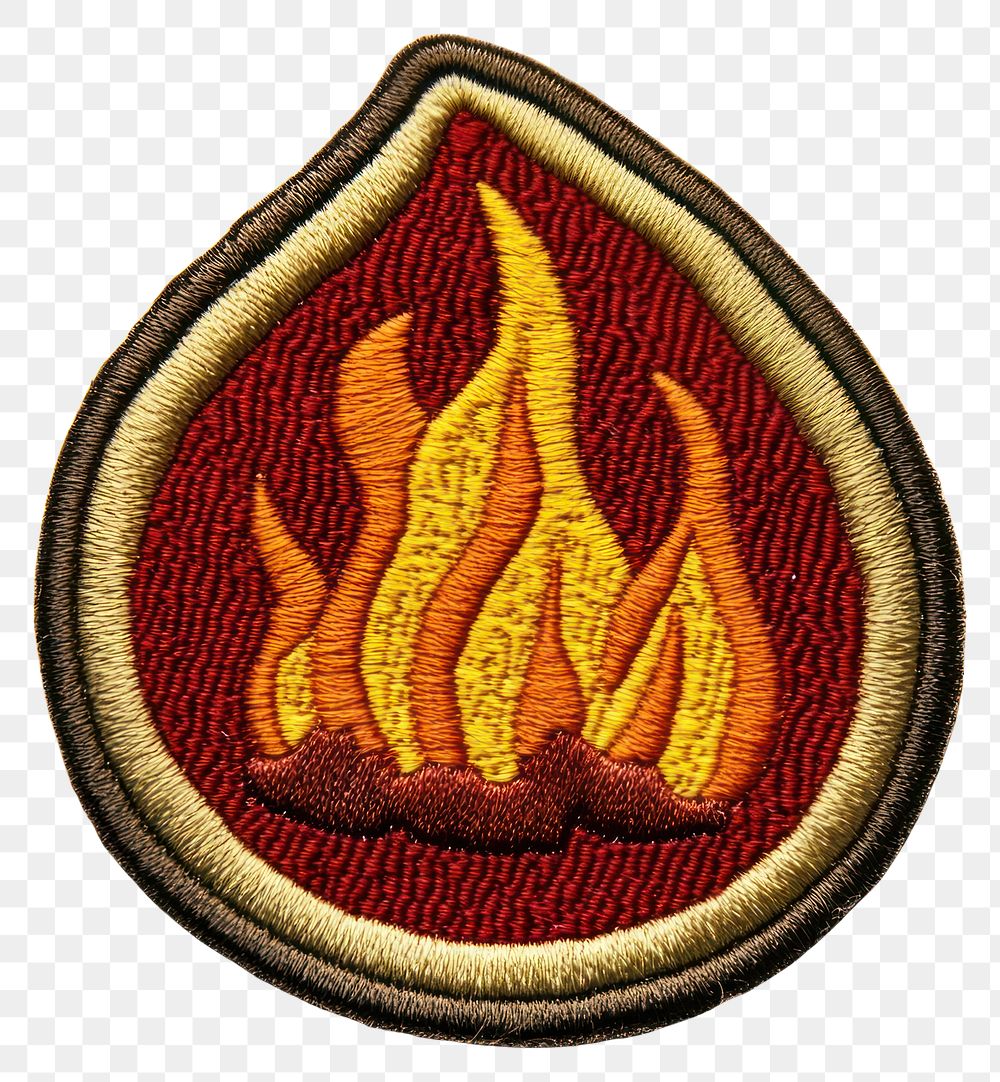 PNG Camp fire patch symbol badge embroidered.