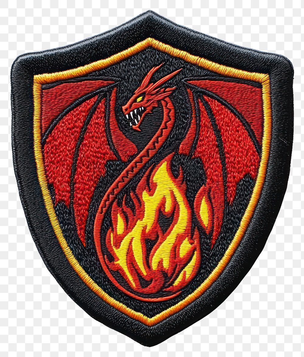 PNG Shield dragon patch fire.