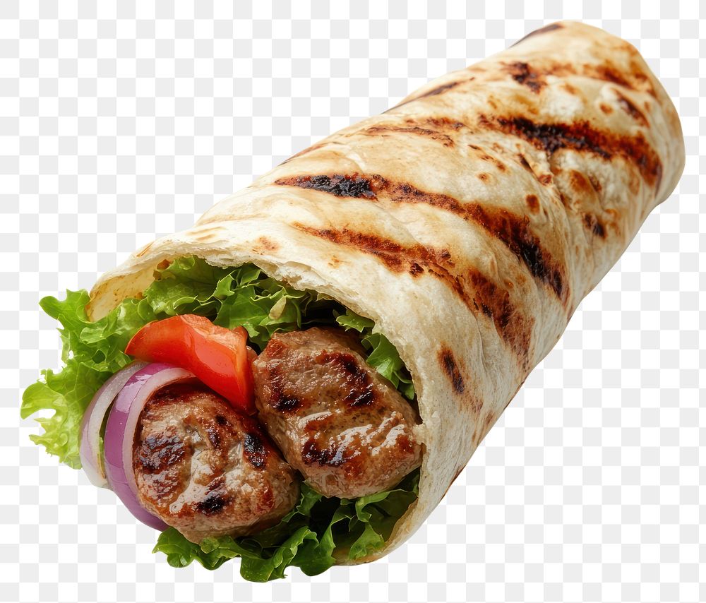 PNG Real greek kebab roll mediterranean vegetables flatbread.