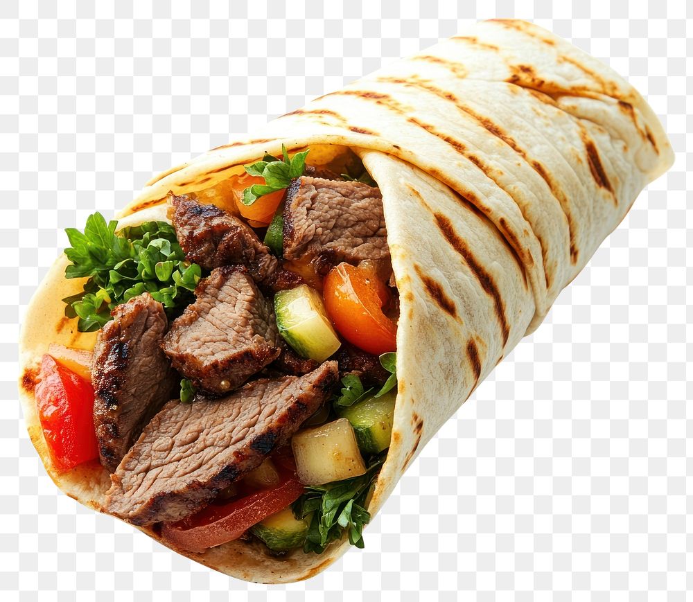 PNG Grilled beef wrap food mediterranean photography.