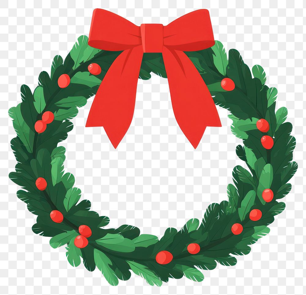 PNG Christmas wreath red ribbon illustration christmas christmas wreath.