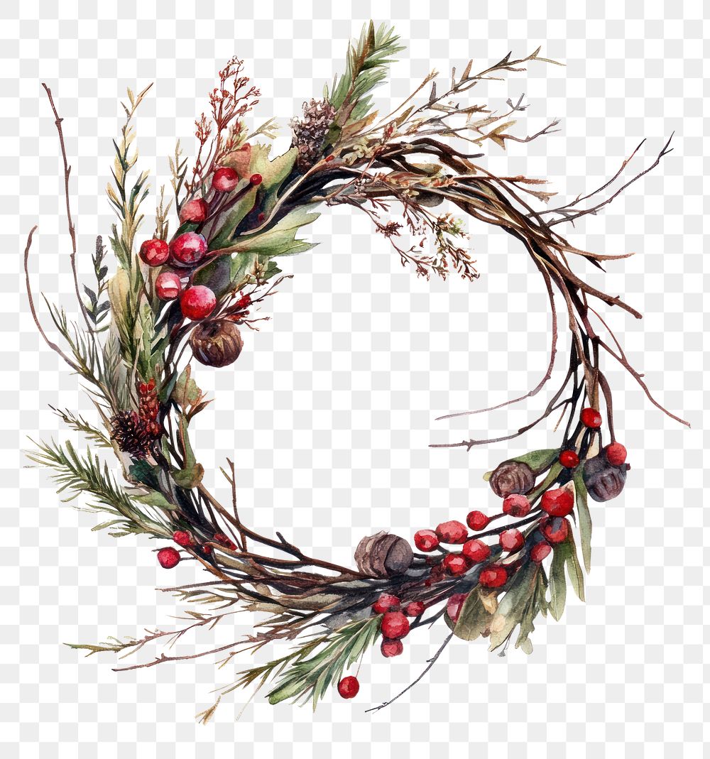 PNG Dry branchs Wreath wreath illustration christmas.