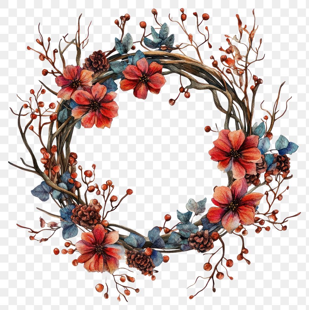 PNG Dry branchs Wreath wreath art illustration.