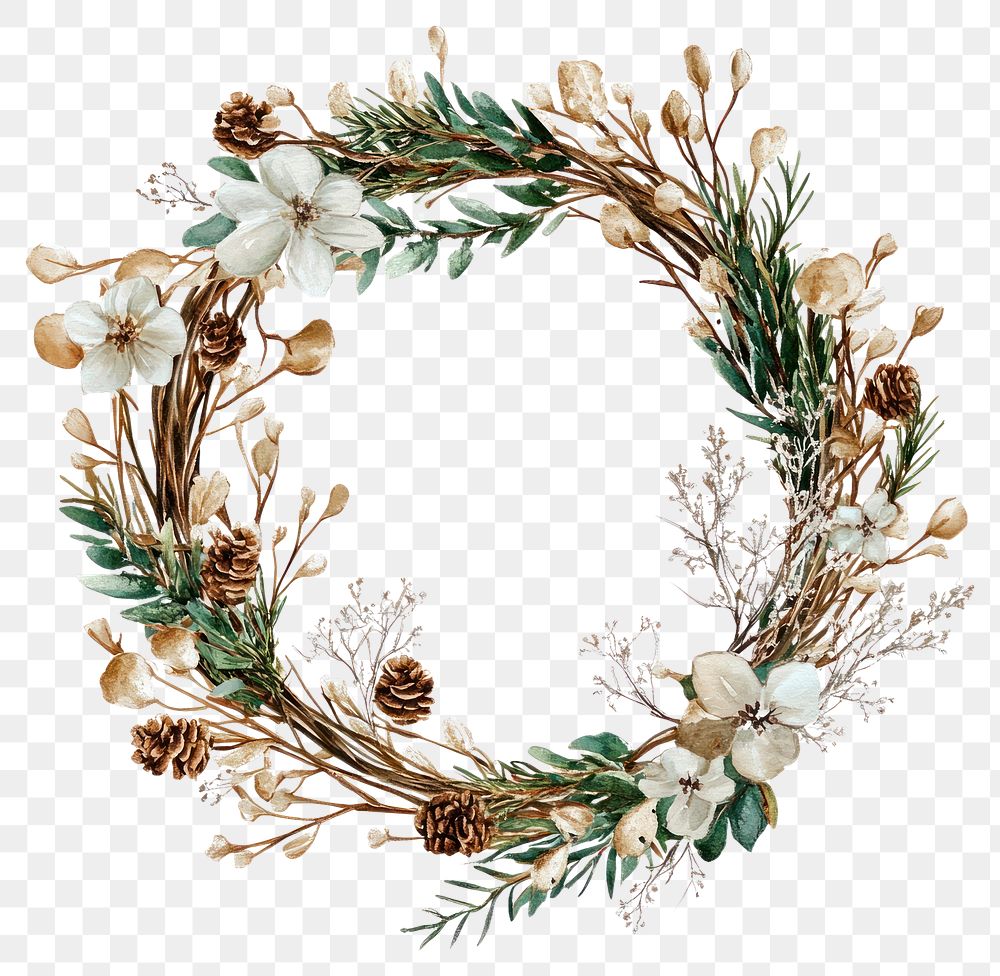 PNG Dry branchs Wreath wreath illustration flowers.