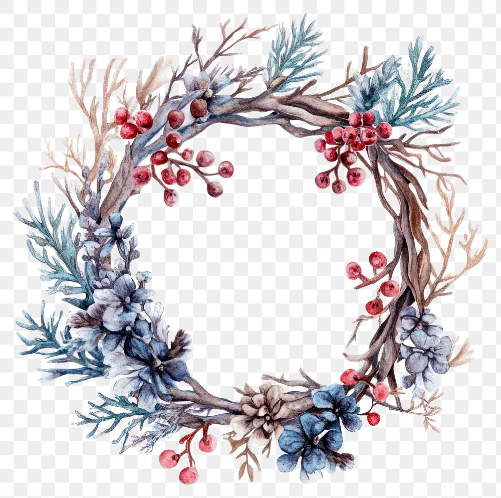 PNG Dry branchs Wreath wreath illustration watercolor.