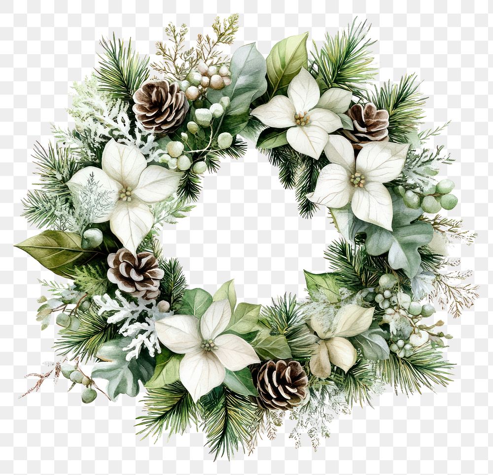 PNG Winter flower Wreath wreath illustration christmas.