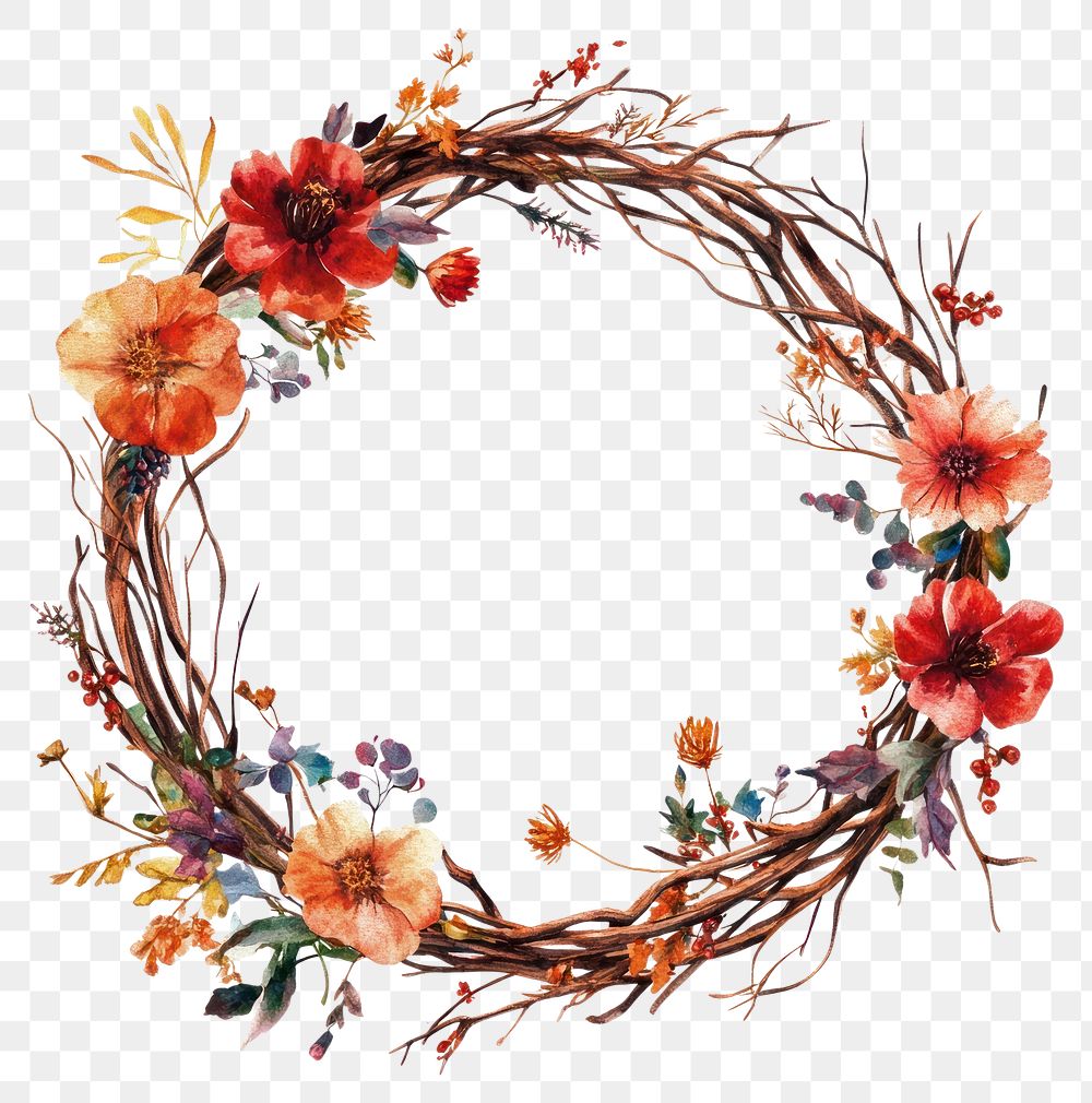 PNG Dry branchs Wreath flowers wreath art.