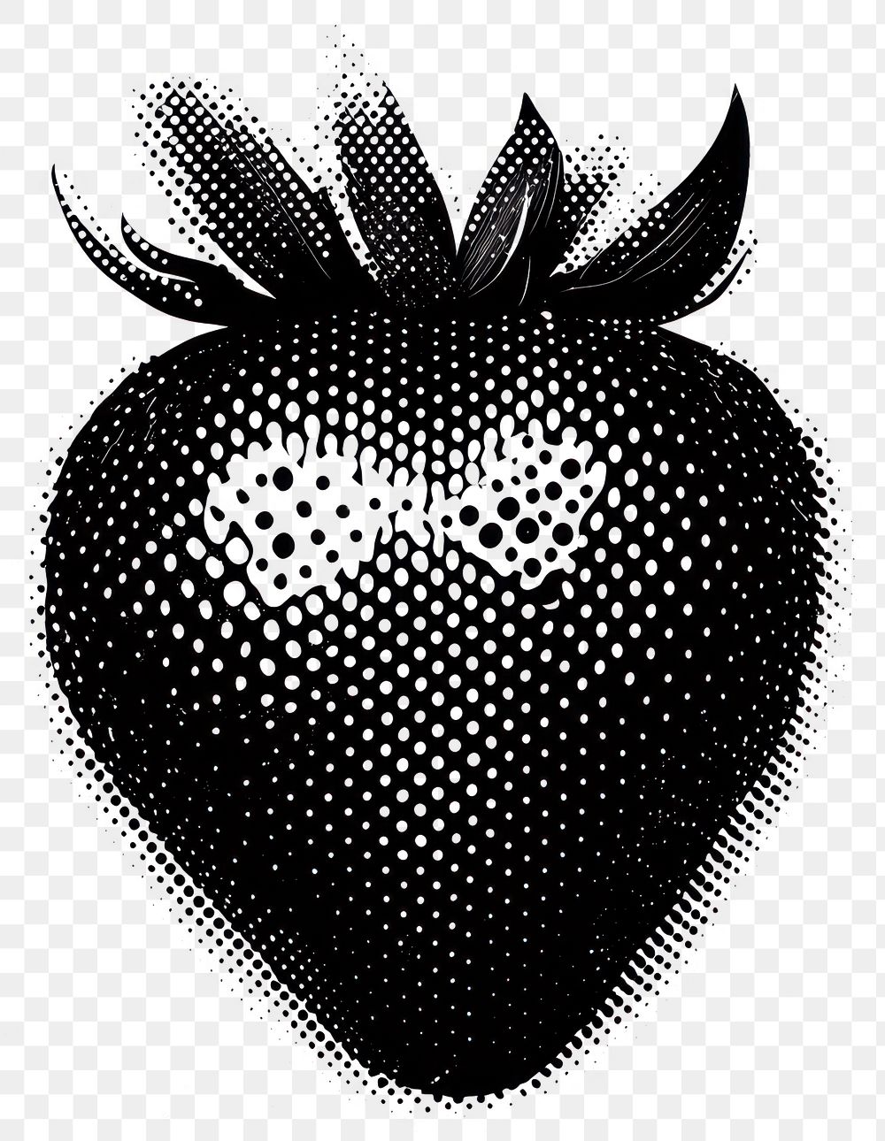 PNG Black Strawberries gradient transitioning smoothly strawberry halftone abstract.