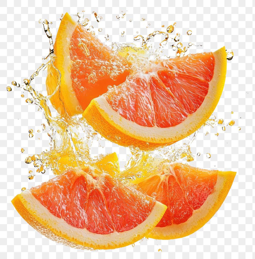 PNG Exploding real cut grapefruit produce orange food.