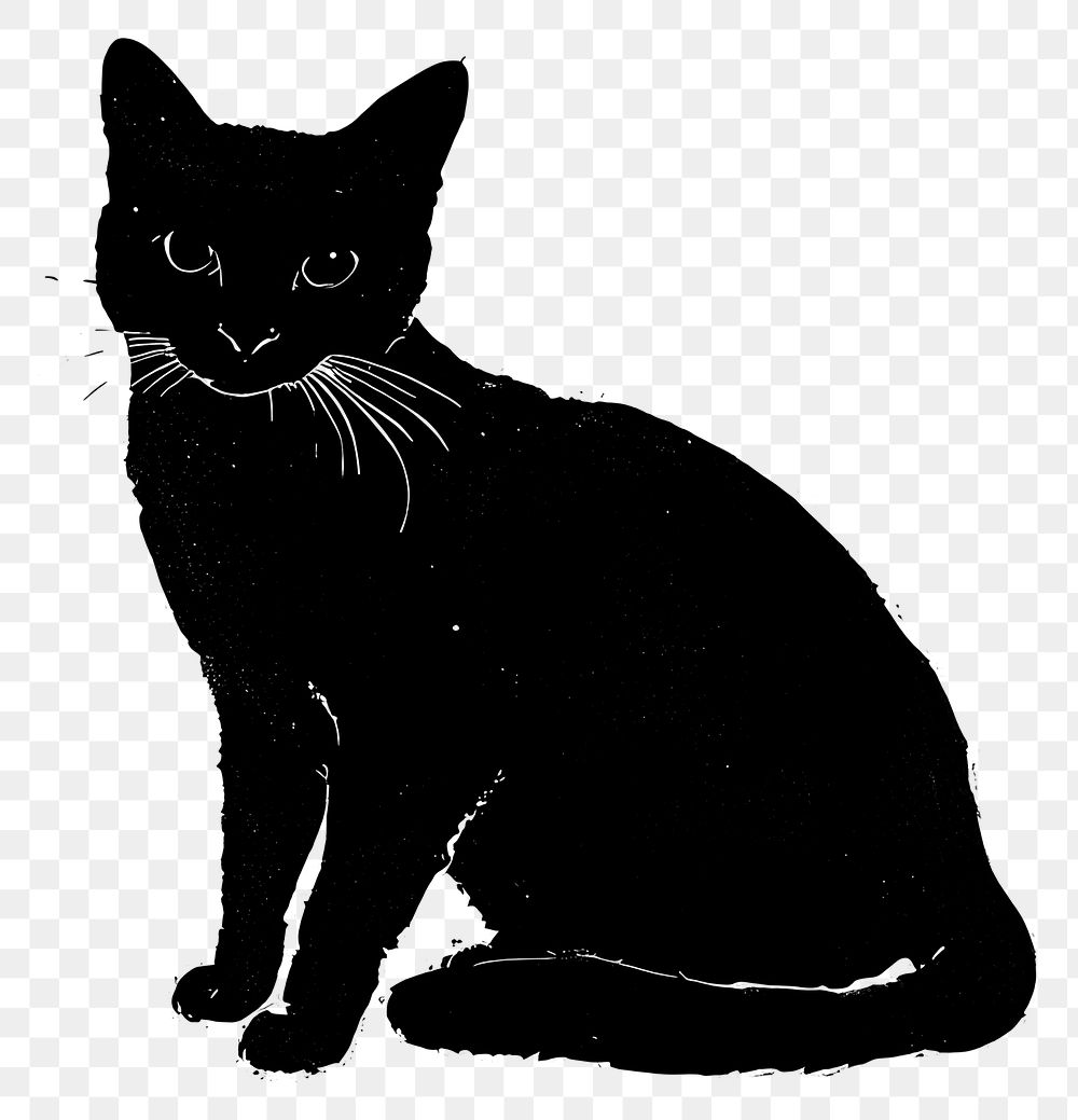 PNG Cat silhouette black illustration.