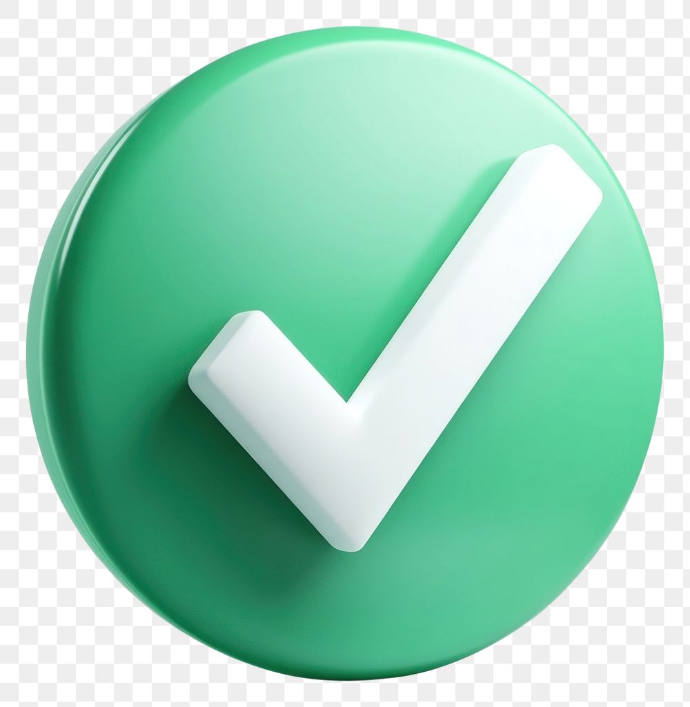 PNG White checkmark in a green circle symbol icon sign.