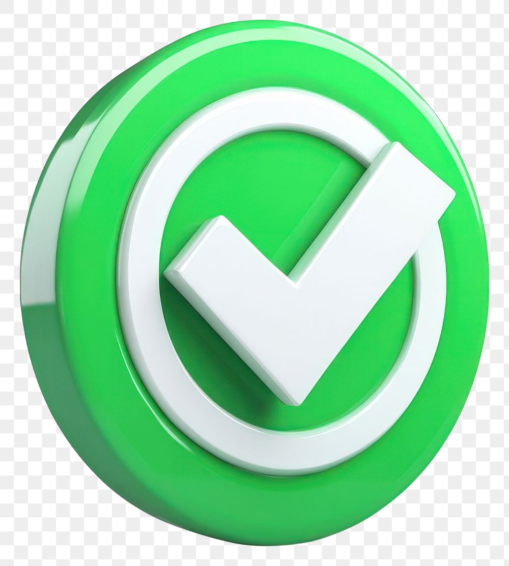 PNG White checkmark in a green circle symbol icon sign.