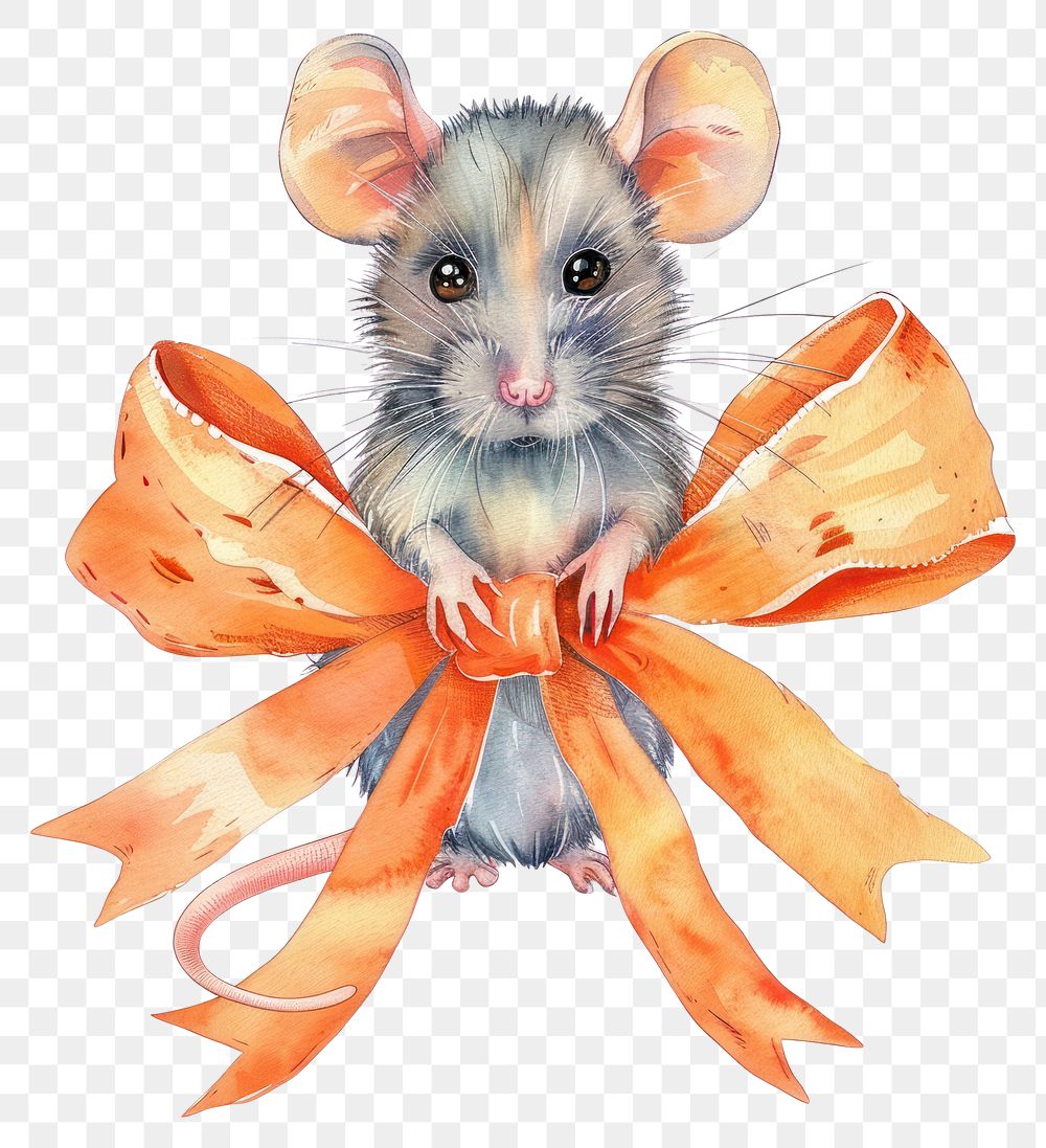 PNG A rat illustration watercolor animal.