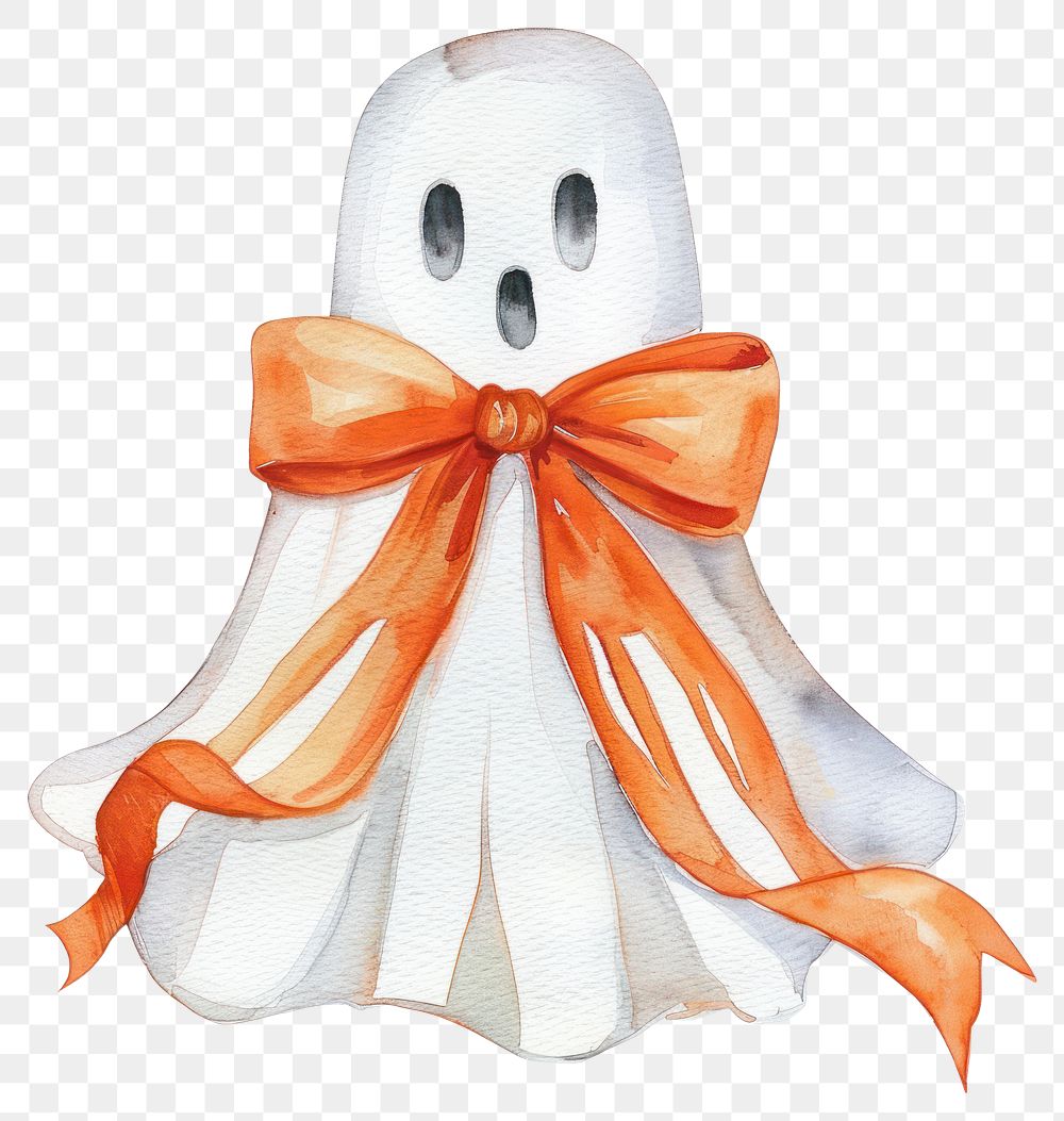 PNG A white ghost illustration watercolor halloween.