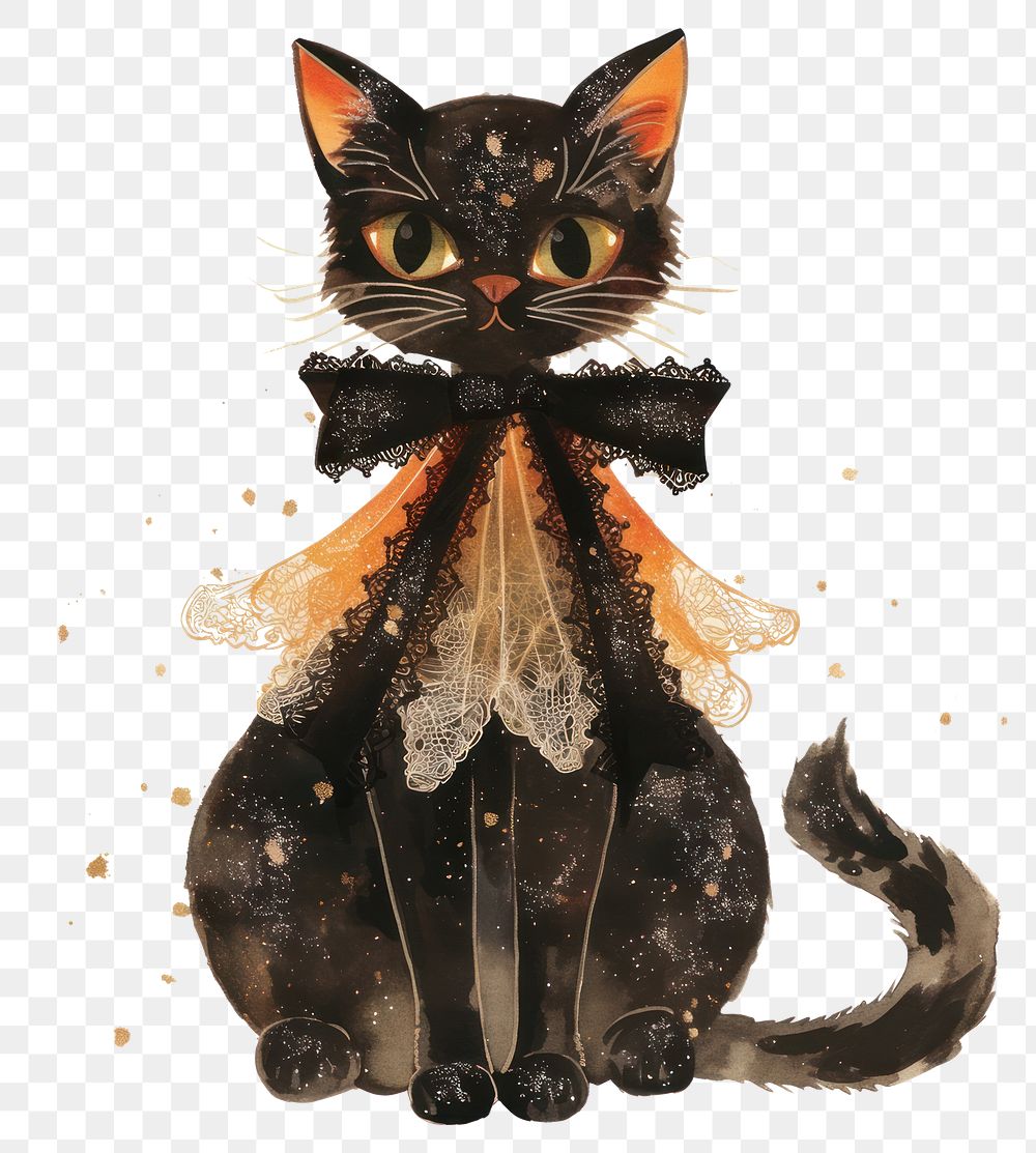 PNG Cat illustration animal black.