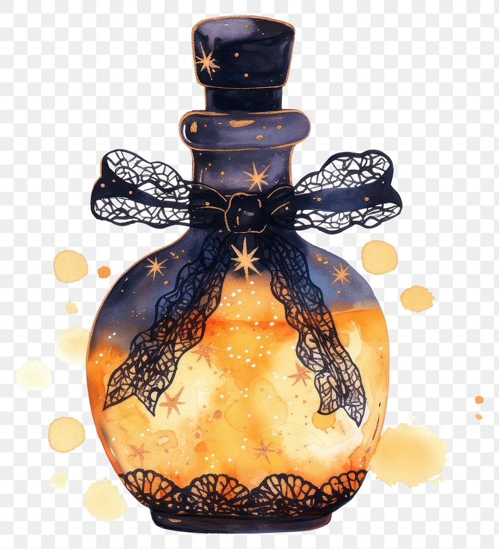 PNG Bottle illustration fantasy ribbon.