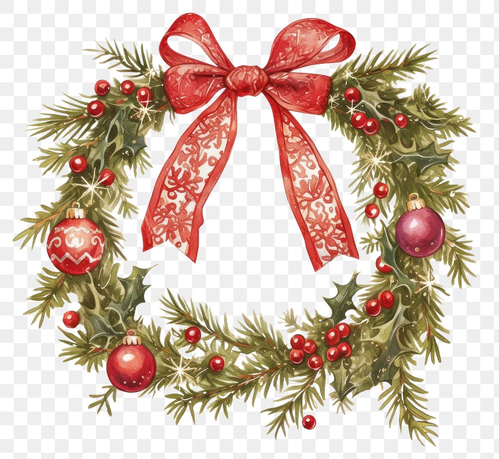 PNG Garland illustration christmas wreath.