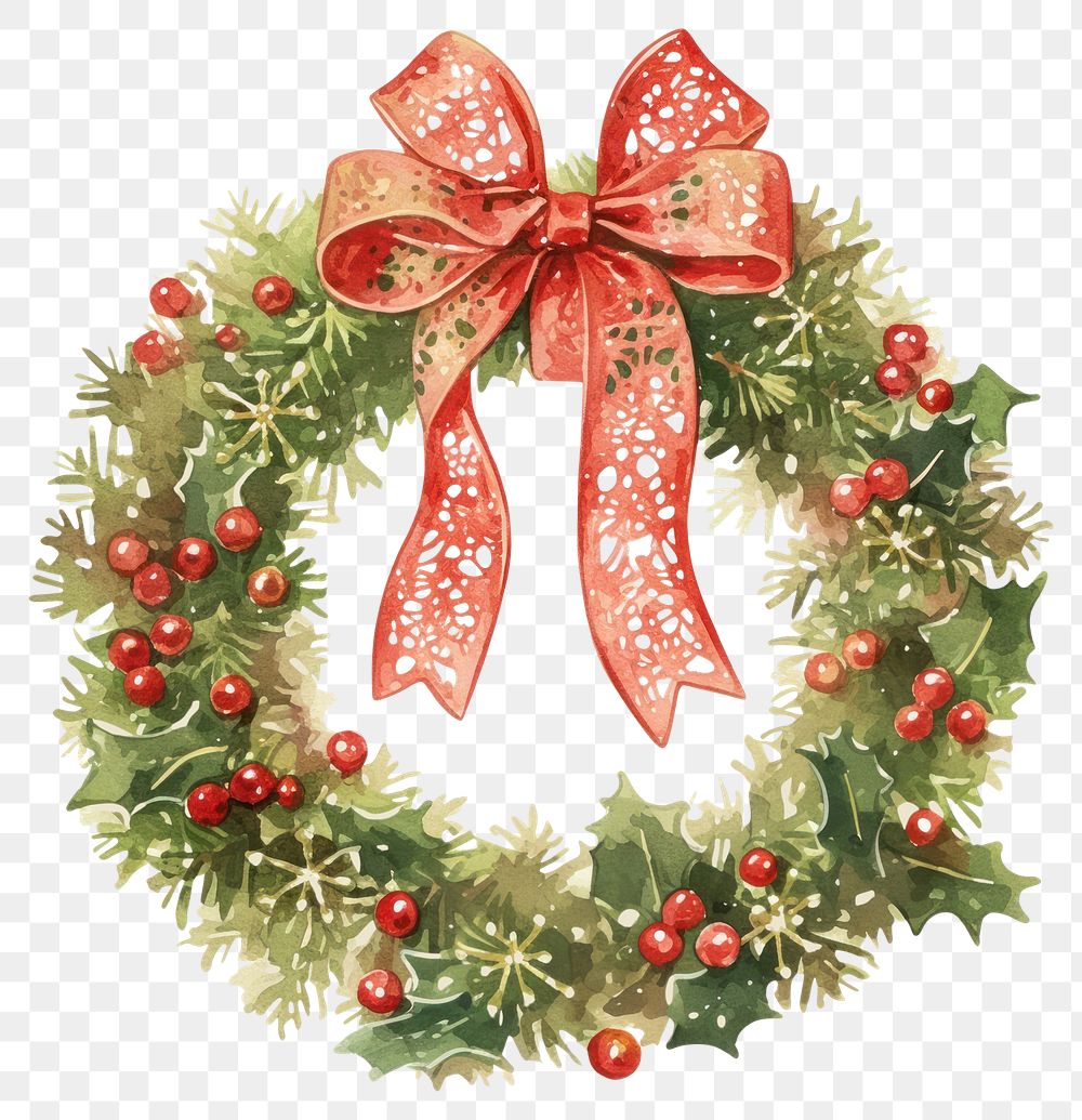 PNG Wreath illustration christmas red.