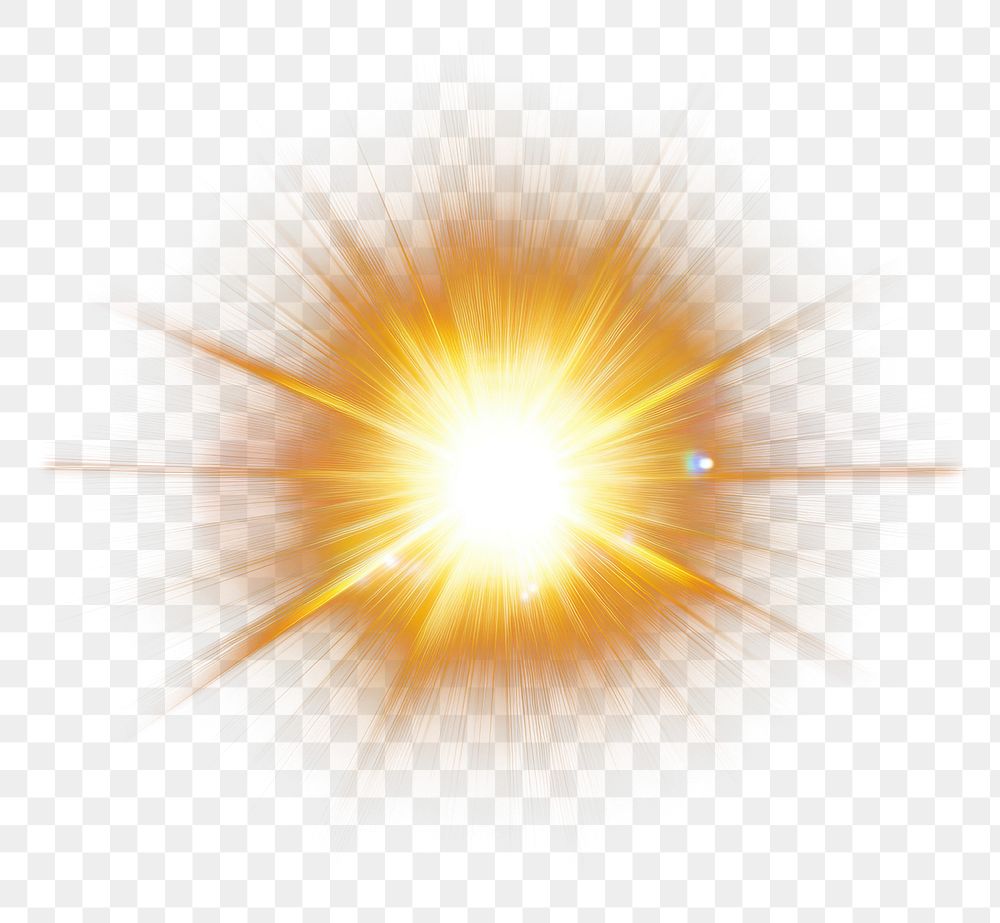 PNG Sun beam effect with flare light brightness astronomy.